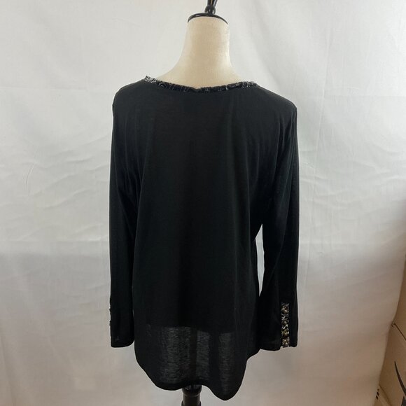 Aratta Silent Gourney Top XL Black Embroidered Purple Green Blue Floral - Picture 9 of 13